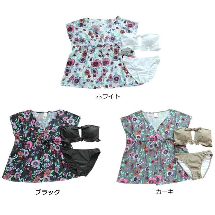 リボンバンドゥと花柄トップスのビキニ3点セット(水着・体型カバー水着) | GRAXIA | 詳細画像26 