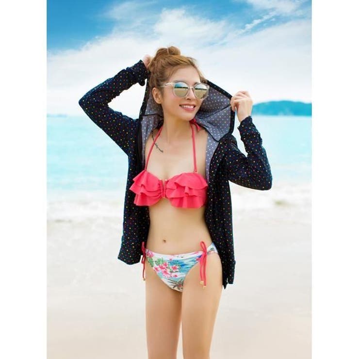 カラフルドット柄パーカーラッシュガード(水着・ラッシュガード カラフルドット柄パーカーラッシュガード(水着・ラッシュガード