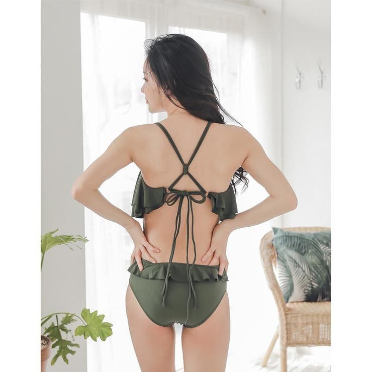 ボリュームフリルとバッククロスのモノキニワンピース(水着・モノキニ) | GRAXIA | 詳細画像27 