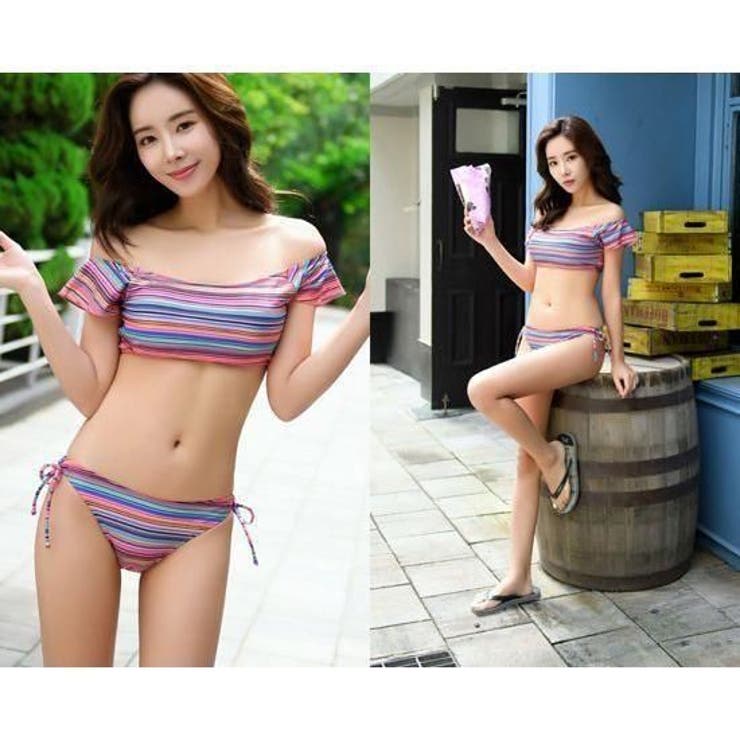 オフショルマルチボーダーカジュアルビキニ2点セット(水着・ビキニ) | GRAXIA | 詳細画像19 