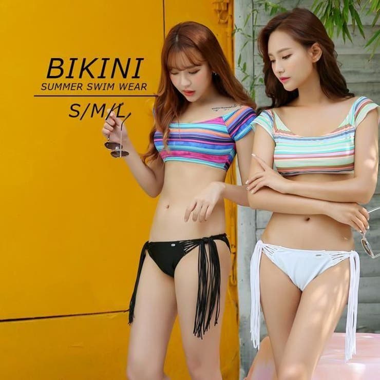 マルチボーダートップ×リバーシブルタッセルビキニ2点セット(水着・ビキニ) | GRAXIA | 詳細画像3 