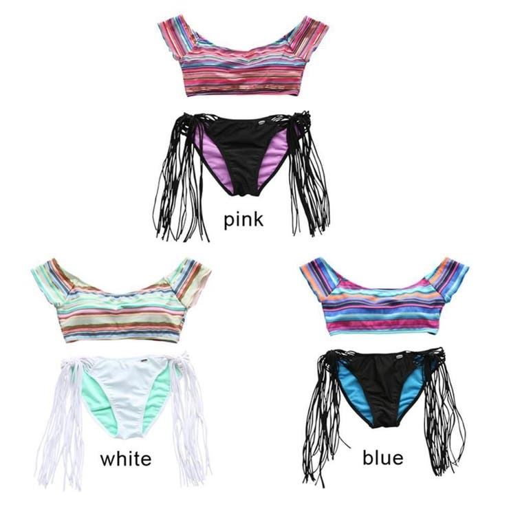 マルチボーダートップ×リバーシブルタッセルビキニ2点セット(水着・ビキニ) | GRAXIA | 詳細画像27 