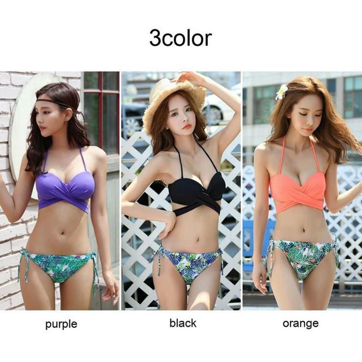 トロピカルリーフ柄フロントクロスビキニ2点セット(水着・ビキニ) | GRAXIA | 詳細画像3 