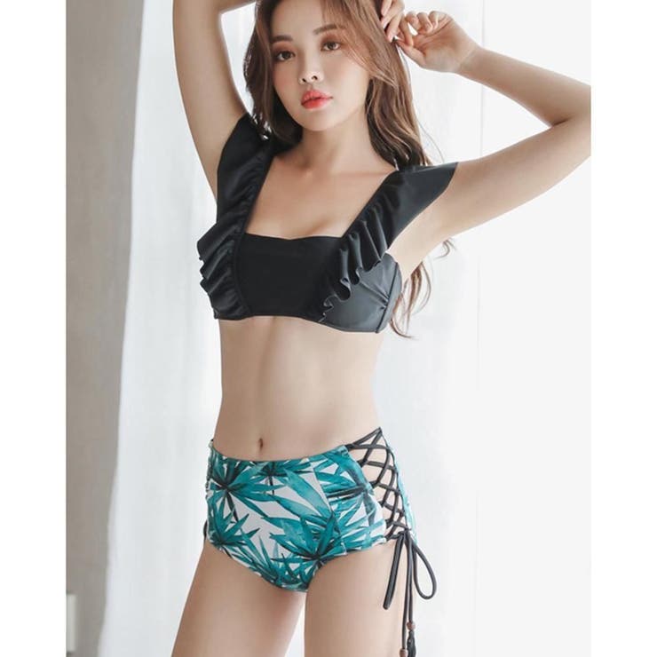 フリルショルダーとサイドレースアップのボタニカル柄ビキニ2点セット(水着 ビキニ… | GRAXIA | 詳細画像16 