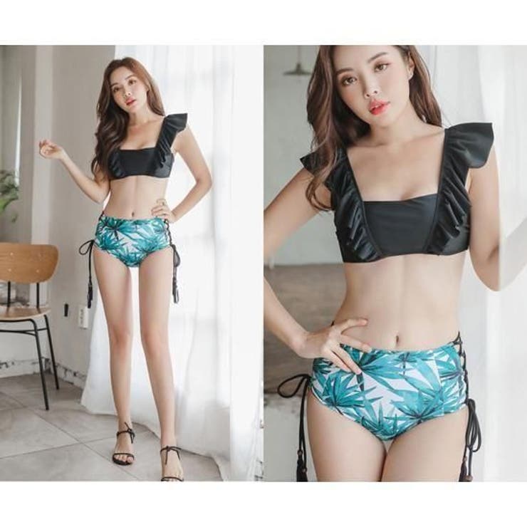 フリルショルダーとサイドレースアップのボタニカル柄ビキニ2点セット(水着 ビキニ… | GRAXIA | 詳細画像20 