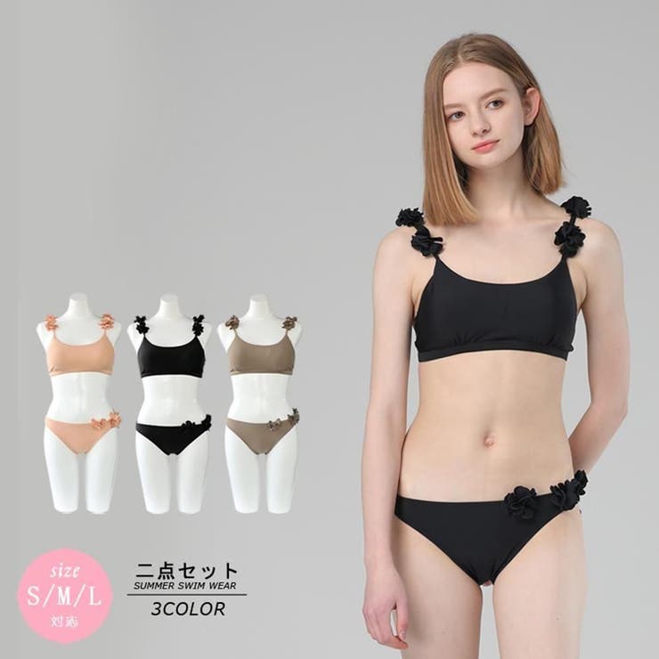 ショルダーとショーツにお花をあしらったビキニ2点セット(水着・ビキニ) | GRAXIA | 詳細画像3 