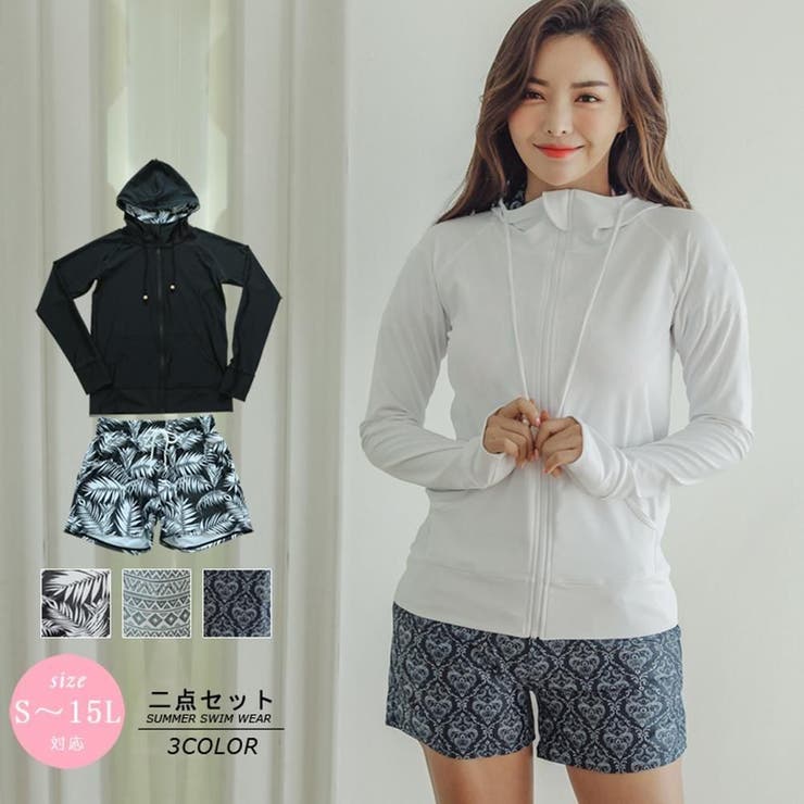 総柄ショートパンツ付きラッシュガードセットアップ2点セット(水着 ラッシュガード… | GRAXIA | 詳細画像2 