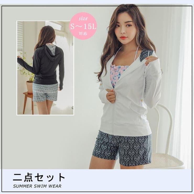 総柄ショートパンツ付きラッシュガードセットアップ2点セット(水着 ラッシュガード… | GRAXIA | 詳細画像4 
