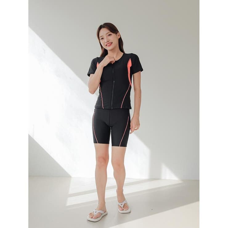 フロントジップ半袖セパレート2点セットFitnessフィットネス運動系水着(水着… | GRAXIA | 詳細画像18 