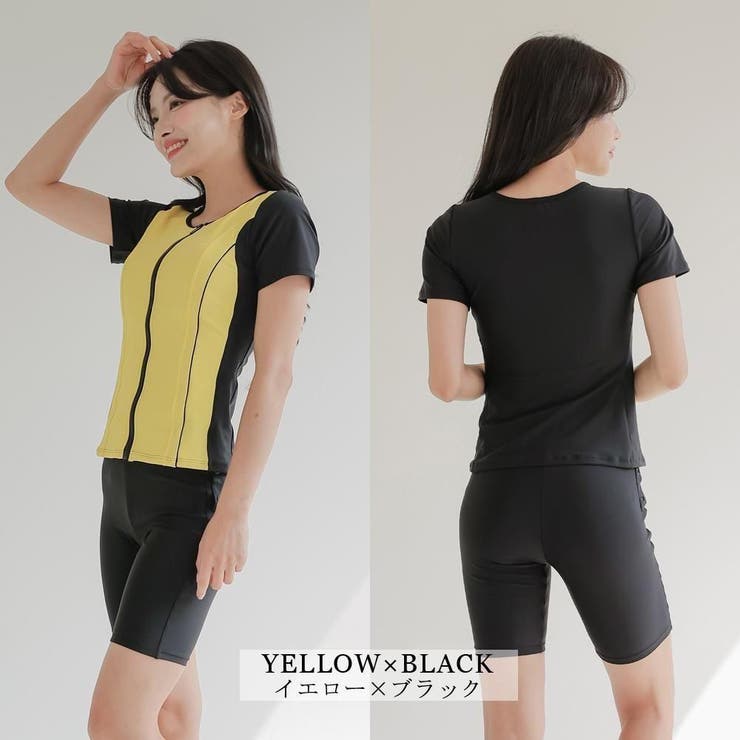 フロントバイカラー半袖セパレート2点セットFitnessフィットネス運動系水着(… | GRAXIA | 詳細画像18 