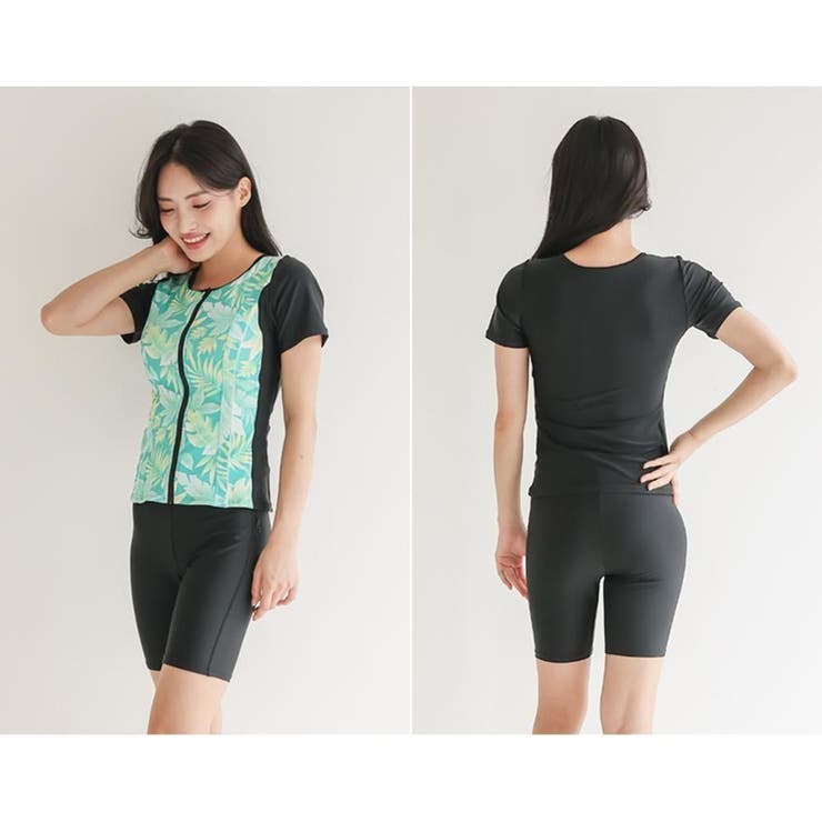フロントバイカラー半袖セパレート2点セットFitnessフィットネス運動系水着(… | GRAXIA | 詳細画像21 