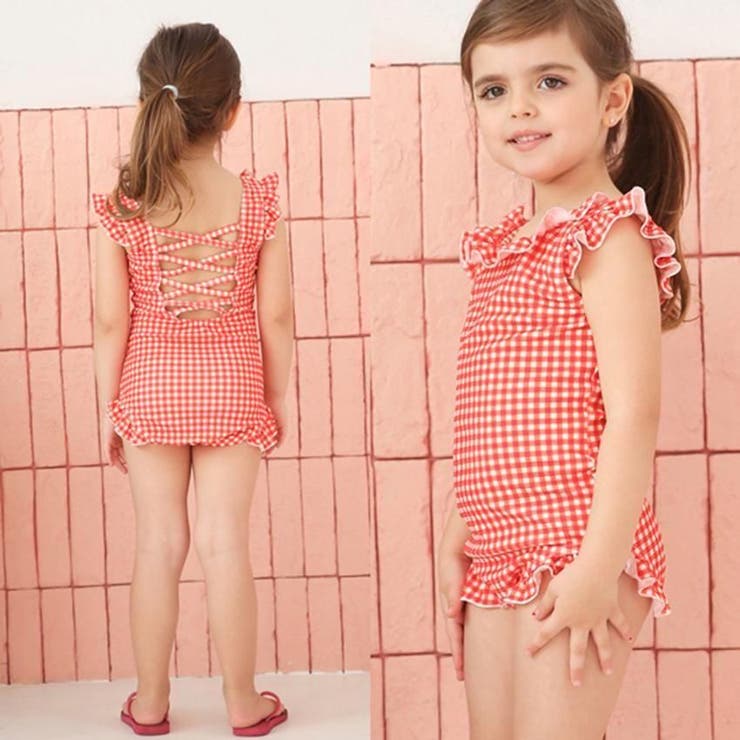 ギンガムチェック柄フリルワンピースKIDSキッズ子供用水着(水着 キッズ スクー… | GRAXIA | 詳細画像15 