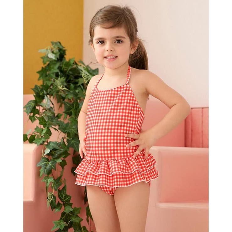 ギンガムチェック柄二段フリルワンピースKIDSキッズ子供用水着(水着 キッズ ス… | GRAXIA | 詳細画像15 