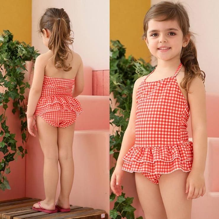 ギンガムチェック柄二段フリルワンピースKIDSキッズ子供用水着(水着 キッズ ス… | GRAXIA | 詳細画像19 