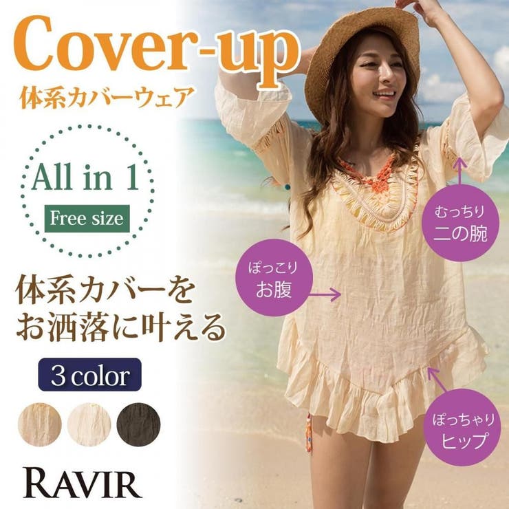 カラフルポンポンエスニックチュニック体形カバーウェア(水着 カバーアップウェア) | GRAXIA | 詳細画像1 