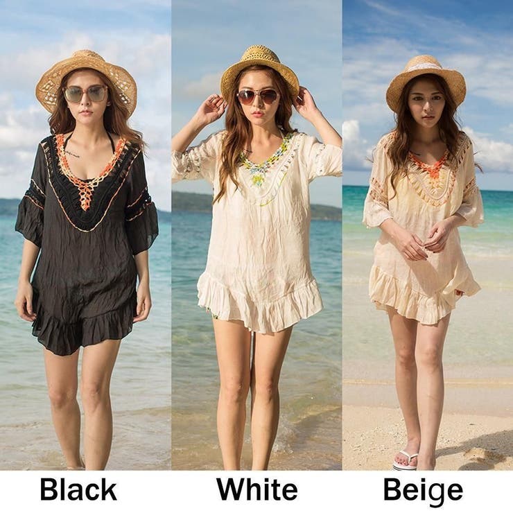 カラフルポンポンエスニックチュニック体形カバーウェア(水着 カバーアップウェア) | GRAXIA | 詳細画像2 