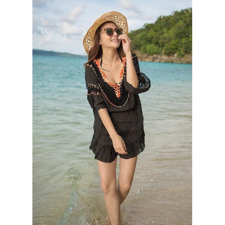 カラフルポンポンエスニックチュニック体形カバーウェア(水着 カバーアップウェア) | GRAXIA | 詳細画像18 