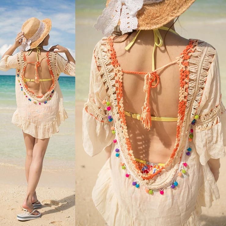 カラフルポンポンエスニックチュニック体形カバーウェア(水着 カバーアップウェア) | GRAXIA | 詳細画像29 