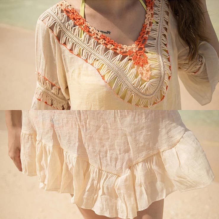 カラフルポンポンエスニックチュニック体形カバーウェア(水着 カバーアップウェア) | GRAXIA | 詳細画像30 