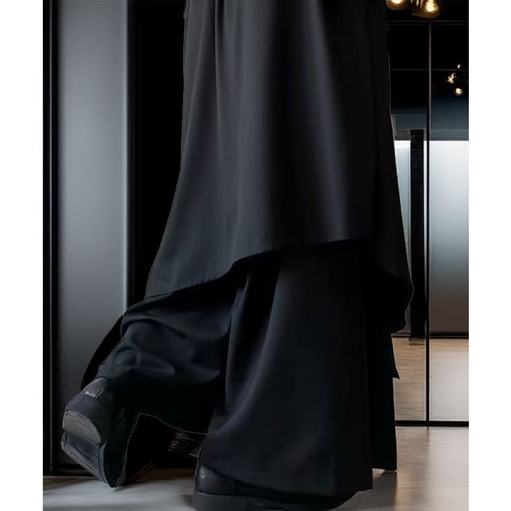 ルーズシルエット ワイドパンツ レイヤード ドレープ 袴 パンツ | GROOVY STORE | 詳細画像7 