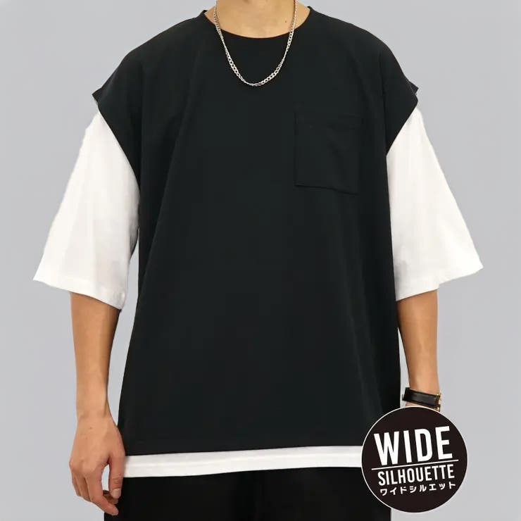 お歳暮 オーバーサイズ】ベスト風 Tシャツ半袖 ジョーゼット #無地 T ワンピース