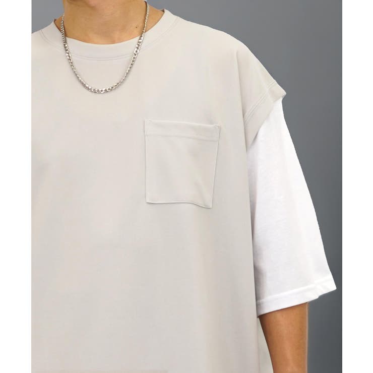 【ｵｰﾊﾞｰｻｲｽﾞ】ベスト風　Tシャツ半袖