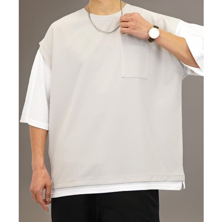【ｵｰﾊﾞｰｻｲｽﾞ】ベスト風　Tシャツ半袖