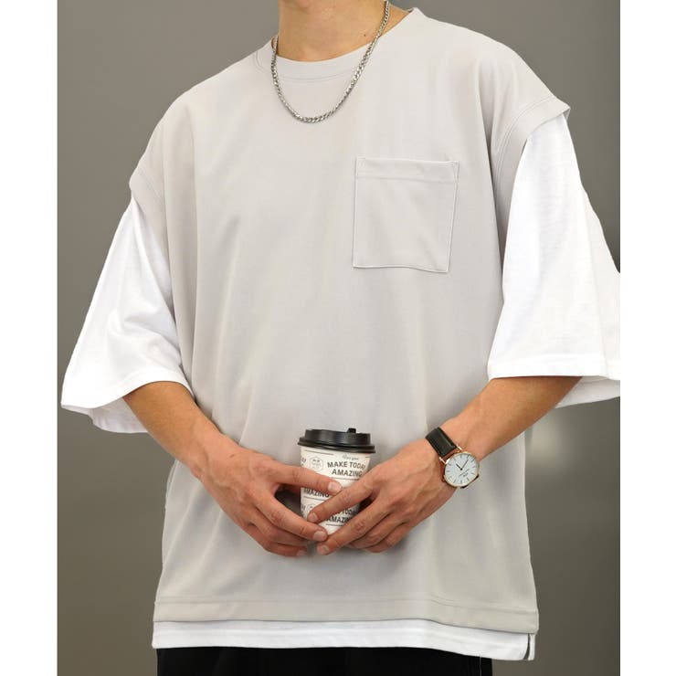 【ｵｰﾊﾞｰｻｲｽﾞ】ベスト風　Tシャツ半袖
