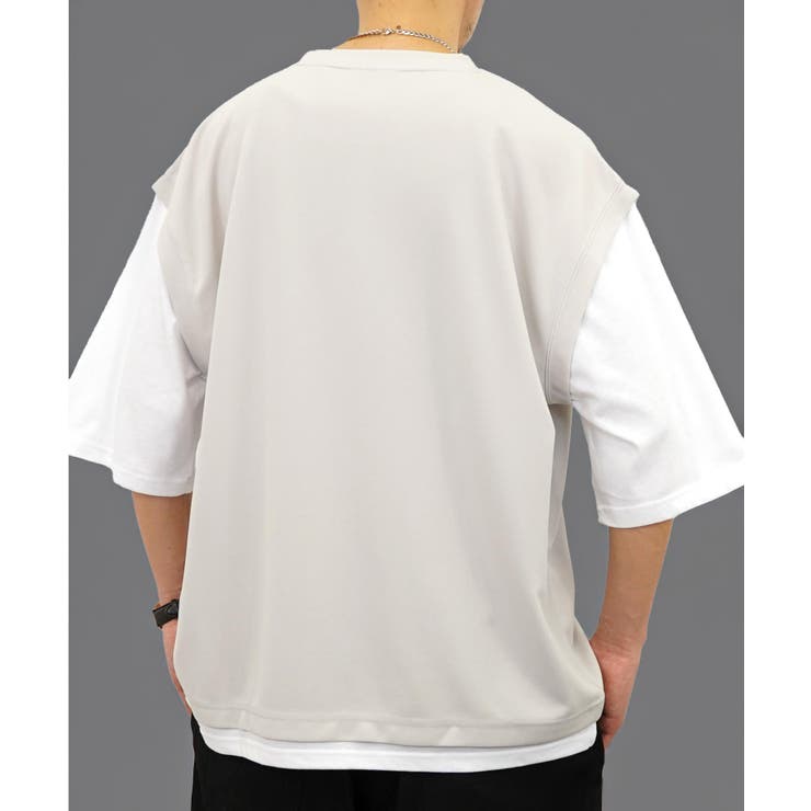 【ｵｰﾊﾞｰｻｲｽﾞ】ベスト風　Tシャツ半袖