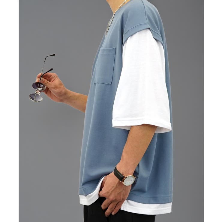【ｵｰﾊﾞｰｻｲｽﾞ】ベスト風　Tシャツ半袖