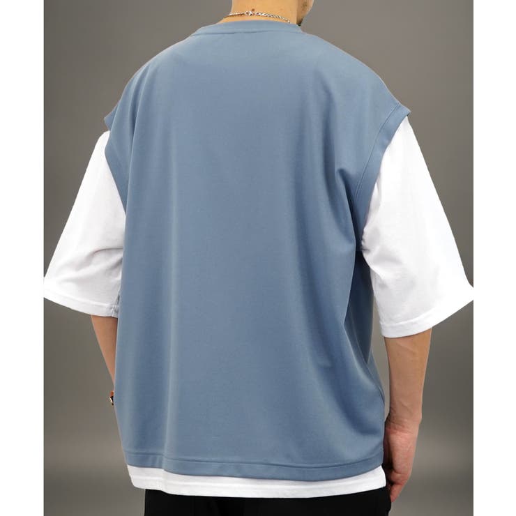 【ｵｰﾊﾞｰｻｲｽﾞ】ベスト風　Tシャツ半袖