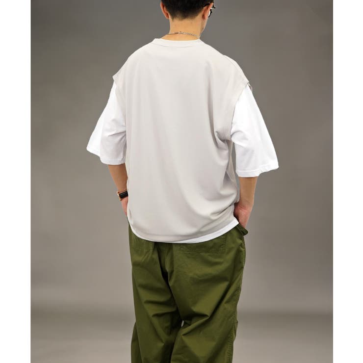 【ｵｰﾊﾞｰｻｲｽﾞ】ベスト風　Tシャツ半袖