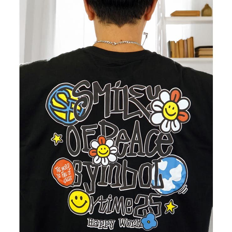 【ｵｰﾊﾞｰｻｲｽﾞ】【SMILEY FACE】ヘビーウェイト ロンT 長袖 #グラフィック #キャラ