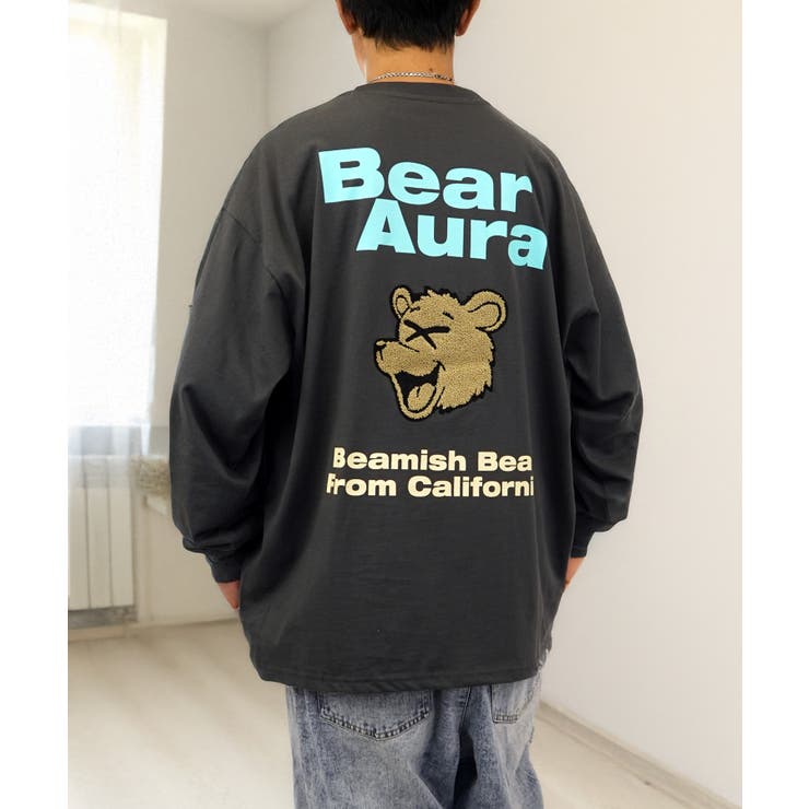 BearAura【ｵｰﾊﾞｰｻｲｽﾞ】【刺繍さがら】 ロンT 長袖 #グラフィック #Tシャツ #刺繍