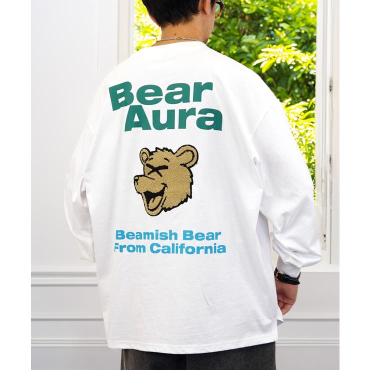 BearAura【ｵｰﾊﾞｰｻｲｽﾞ】【刺繍さがら】 ロンT 長袖 #グラフィック #Tシャツ #刺繍