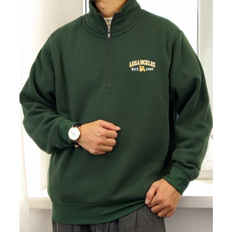 即完売品】ケボズ♤スウェット ハーフジップ ビック刺繍ロゴ グリーン M