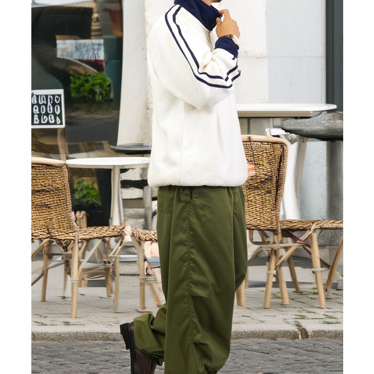 【ｵｰﾊﾞｰｻｲｽﾞ】 サイドライン ハーフジップ フリース プルオーバー #ライン #ハイネック #トラック #ジャージ