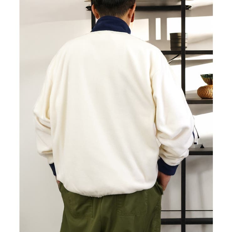 【ｵｰﾊﾞｰｻｲｽﾞ】 サイドライン ハーフジップ フリース プルオーバー #ライン #ハイネック #トラック #ジャージ
