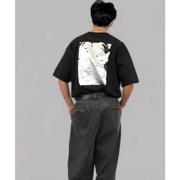 グラフィック Tシャツ 半袖 箔プリント ロゴ[品番：GRVK0003252