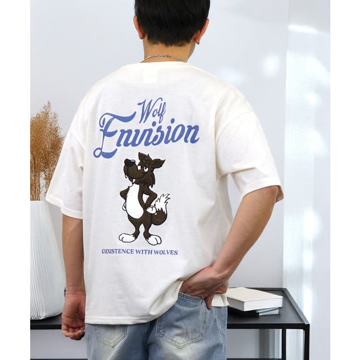 ワイド Tシャツ サガラ刺繍 Tシャツ 半袖 アニマル ロゴ キャラクターT