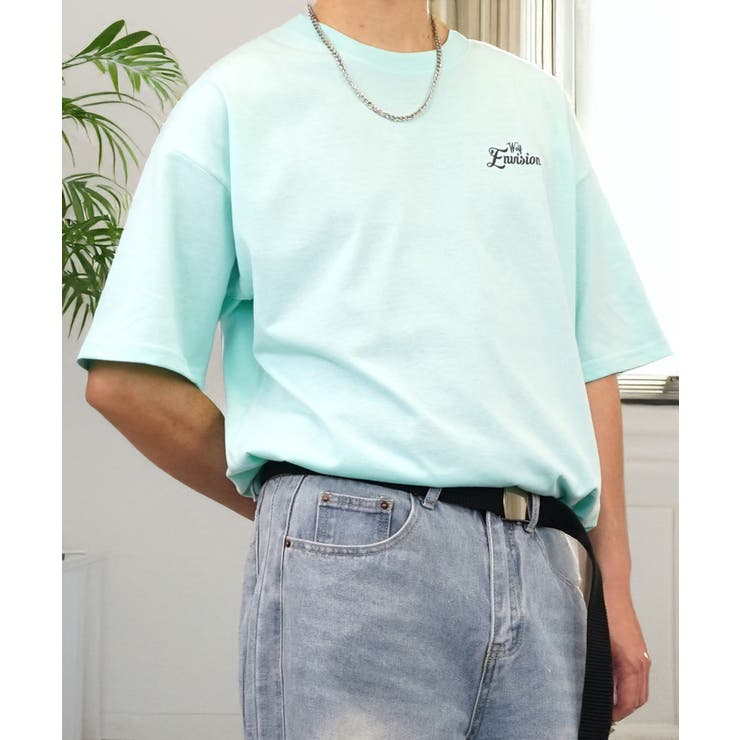 ワイド Tシャツ サガラ刺繍 Tシャツ 半袖 アニマル ロゴ キャラクターT