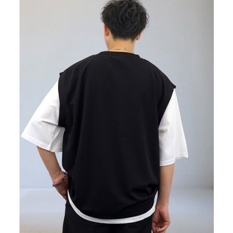 ルーズフィット 無地 レイヤード風Tシャツ ジョーゼット | GROOVY STORE | 詳細画像4 