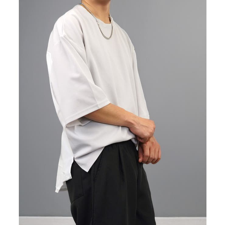 オーバーサイズ】シャツ切替 Tシャツ半袖 ジョーゼット #無地