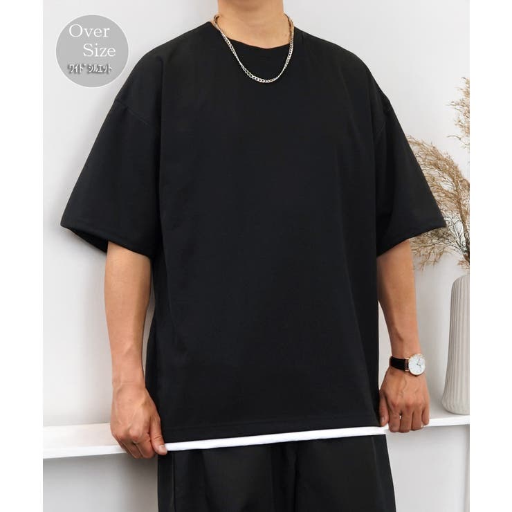 Tシャツ半袖 レイヤード風Tシャツ ジョーゼット[品番