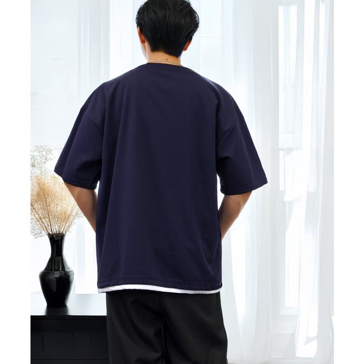 Tシャツ半袖 レイヤード風Tシャツ ジョーゼット #無地 Tシャツ