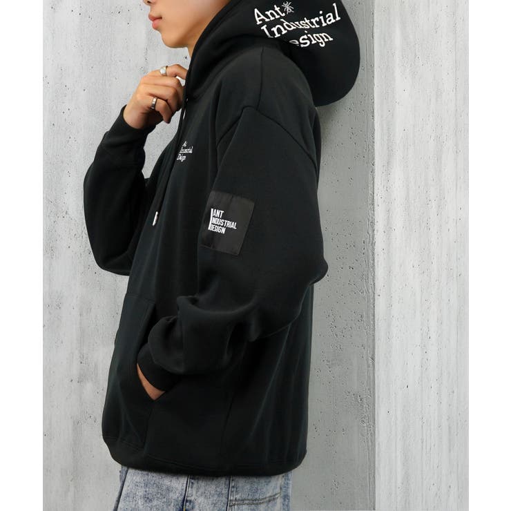 BMᏚGロゴ入り黒フードパーカー THE NORTH FACE ザ ノースフェイス パーカー フードロゴ 裏起毛