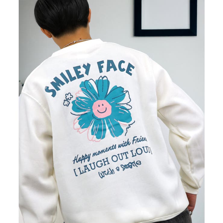 オフホワイト-スマイル | 【裏起毛】 スマイル サークルロゴ | GROOVY STORE