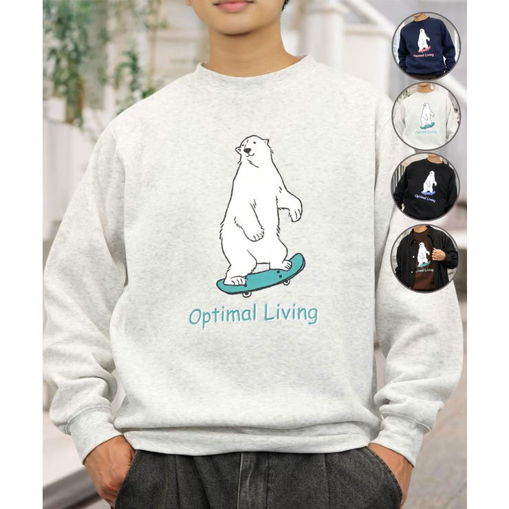 シロ杢 | 裏起毛 スウェット トレーナー ベアー | GROOVY STORE