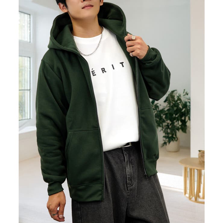 無地 裏起毛フルジップパーカー | GROOVY STORE | 詳細画像1 