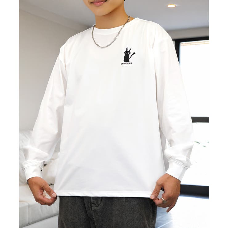 黒ネコ 刺繍 ストレッチ 長袖 Tシャツ  | GROOVY STORE | 詳細画像3 